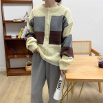 Korea naiste kootud lapiline kardigan triibuline retro s&uuml;gistalv lahtine laisk oaf kampsunid naiste pehme kudumi mantel One Size roosa
