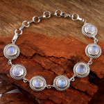 H&otilde;bedane k&auml;ev&otilde;ru, Kuukivi k&auml;ev&otilde;ru 925 Sterling Silver ehted, emadep&auml;eva kingitus 7 tolli 7 Inch valge