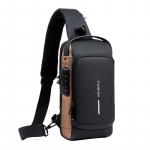 Meeste multifunktsionaalne vargusvastane USB-&otilde;lakott Crossbody Bag Travel Sling Bag Pack Messenger Pack rinnakott pruun/must