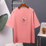 Hirsionsan Foral tr&uuml;kitud puuvillased T-s&auml;rgid Naiste suvised Harajuku Kawaii lahtised s&auml;rgid t&uuml;drukutele l&uuml;hikeste varrukatega vabaaja naiste topid M valge