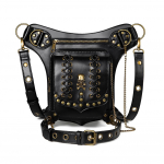 Johnature Punk Women Moto & Biker Rivet Outdoor Jalgratta v&ouml;&ouml;kott Mitmek&uuml;lgne multifunktsionaalne &otilde;la- ja Crossbody kotid must