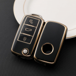 TPU auto klappv&otilde;tme &uuml;mbrise kate Volkswagen VW Polo Golf Passat Tiguan Beetle Caddy T5 Up Eos Skoda Octavia Seat Leon Altea v&otilde;tmehoidja tarvikud key case must