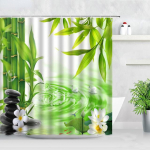 Zen Roheline bambusest Buddha du&scaron;ikardin maastik vesik&uuml;&uuml;nal kivi Lotu taim aiamaastik Veekindel vannitoa kardin 180x180cm