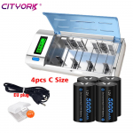 Cityork 1,2 VC Suurus Laetav aku C Cell 5000mAh NI-MH R14 LR14 C-t&uuml;&uuml;pi akud Patareid RC-kaameratele Droonitarvikud must