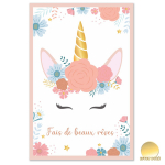 Les Tr&eacute;sors De Lily [A1547] &ndash; laste l&otilde;uend  Licorne My Unicorn  roosa (Magusaid unen&auml;gusid) - 30x20 cm Heleroosa