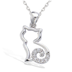 Les Tr&eacute;sors De Lily [N4048] &ndash; h&otilde;bedane ripats 'Cat Silhouette' h&otilde;bevalge (roodiumiga kaetud) - 15x12mm h&otilde;be