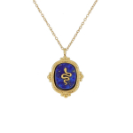 Les Tr&eacute;sors De Lily [R4428] &ndash; kuldne sinine Cl&eacute;opatra terasest disainerkaelakee (lapis lazuli) - 18x15mm sinine