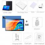 BDF P60 10,1-tolline Android 12 tahvelarvuti 2000x1200 k&uuml;mnetuumaline 8 GB RAM 256 GB ROM 4G v&otilde;rk AI kiirendatud tahvelarvutid arvuti Google Dual Wifi 8000 mAh Standard version-Cover sinine