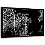 L&otilde;uendiprint Linnakaart Rio de Janeiro 60x40 must/valge