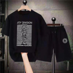 JOY DIVISION L&uuml;hikesed komplektid Suurem&otilde;&otilde;dulised ribad T-s&auml;rk L&uuml;hikesed p&uuml;ksid Mood Meeste Komplektid Naistele 2-osaline vabaaja riietus TEADMATUD R&Otilde;&Otilde;MUD 4XL