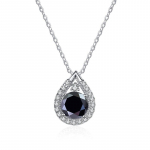 Bague Ringen S925 Sterling h&otilde;bedast kaelakee Moissanite ehted naistele Vesitilgakujuline ripats kaheksa s&uuml;damega kaheksa noolega 1ct length 45cm must