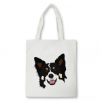 Ma armastan oma bordercollie koera Harajuku k&auml;ekotid &otilde;lakotid vabaaja ostlemine t&uuml;drukute k&auml;ekott naistele elegantne l&otilde;uendist koer Bolsad 24*26cm