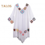 Bikiinituunika &otilde;&otilde;nes, hingav p&auml;ikesekleit Populaarne seksikas puhtav&auml;rviline ujumisriided rannas valge