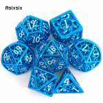 7 tk Sinine valge p&ouml;&ouml;rlev ts&uuml;klon metallist t&auml;ringud &otilde;&otilde;nsad metallist mitmetahulised t&auml;ringukomplektid, mis sobivad rollim&auml;nguks RPG lauam&auml;ngu kaardim&auml;nguks sinine