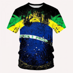 BRASIL suvine meeste T-s&auml;rk Brasiilia rahvusliku embleemi ja lipuga 3D-prindiga vabaaja &uuml;mara kaelusega T-s&auml;rk, moodne pullover, laste riided 2XL