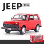 1/32 Scale Lada NIVA Jeeps Diecast automudeli m&auml;nguasi, tagasit&otilde;mmatav m&auml;nguasi koos heli ja valgusega lastele V&auml;ikelapse poistele T&uuml;drukutele Kingikogu 1/32-13.5x6x5.5cm