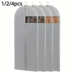 1/2/4 tk kleidikotid riiete riputamiseks, kleidikotid pikkade hommikumantlite jaoks, kokkupandav pikk r&otilde;ivakott, millel on selge aken kapi hoiustamiseks ja reisimiseks 1pc hall