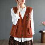 Cardigan Vest mantel kevad- ja s&uuml;gismantel 2023 uus kootud naiste kampsun V-kaelusega vaba vaba vabaaja vintage naiste kampsun One Size punane