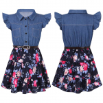 T&uuml;drukute kleidid Denim lilleline kiik seelik v&ouml;&ouml;ga T&uuml;drukute moer&otilde;ivad 5-6 Years tumesinine v&auml;rv