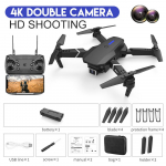 2023. aasta uus E88 RC minidroon 4K lainurk &uuml;he-/kahekaameraga optilise voolu positsioneerimine WiFi FPV helikopteriga kokkupandav selfie Quadcopter m&auml;nguasi kingitus dual camera 1 battery must