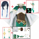 Venti Cosplay kost&uuml;&uuml;m Barbatos vormiriietus Anime Halloweeni karnevali riided naistele m&auml;ng L-(Full set+wig)