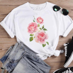 (Aasia suurus)T Riietus Akvarellmaal Armas 90ndate trend vabaaja moeprint Naiste vabaaja naiste top graafiline t-s&auml;rk l&uuml;hikeste varrukatega T-s&auml;rk S