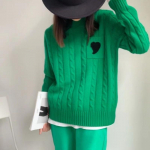 Pullover Sviiter S&uuml;gis- ja Talvine Kaelusega Pikkade Varrukatega Tasku Love Solid Lahtine Kootud Praetud Tainas Keeratud Pullover Naiste One Size roheline