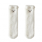 1 paar naiste talvekorallfliisist fuzzy sokid tikandid karu mustriga paksendatud pl&uuml;&uuml;sist p&otilde;randa sokid keskmise toruga kodu magamissokid