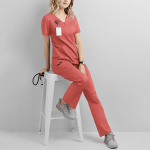 Naiste meditsiinilise vormikoorija komplekt Medical Scrubs &uuml;lemised p&uuml;ksid, riidest V-kaelusega n&ouml;&ouml;riga p&uuml;ksid L