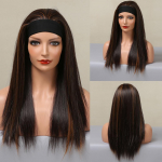 ALAN EATON Naiste tumepruun Ombre Glueless s&uuml;nteetiline peapael Kuumakindlast kiust pikk sirge loomuliku v&auml;limusega peapaelaga parukas igap&auml;evaseks kasutamiseks