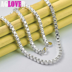 925 Sterling h&otilde;be 4mm &uuml;mmargune kasti kett kaelakee ehted 45cm