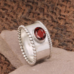 Granaatist v&auml;&auml;riskivist s&otilde;rmus, soliidne 925 sterlingh&otilde;bedast Boho s&otilde;rmuse vurrir&otilde;ngas, k&auml;sitsi valmistatud ehtes&otilde;rmus naistele peos&otilde;rmus 6