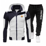 Pirate King Logo Meeste uus s&uuml;gis/talvine kampsun T&otilde;mblukuga Stand Kaelus M&uuml;ts Kampsun mantel ja Meeste Vabaaja P&uuml;ksid Kaheosaline komplekt XL valge