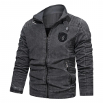 Jope meeste s&uuml;gistalvised Korea stiilis trendikad puhtast puuvillast slim fit meeste retro vabaaja jope riided L must