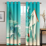 Retro Hiina stiilis Heboshan p&auml;ikesepaistega tr&uuml;kitud kardinad magamistoa elutoa hotelli kardinad 135W185H(CM)53x73in&Grommet Top