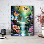 DIY teemantmaaling Metsa liblikas ristpistes komplekt Mosaiikkunst Teemantmaal t&auml;isringi/ruudukujulise teemantv&auml;rviga kodukaunistus Round 20x30cm