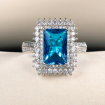 POMOiii Imeilusad sinised tsirkoonist s&otilde;rmused naistele pulmadeks Lihtne ja elegantne disain Hiilgavad naiste aksessuaarid trendiehted 6 sinine