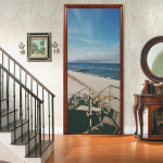 Maastikuga uksekleebised 3D Eemaldatavad Vinilos Para Puertas Kleepuv tapeet Kunstseinamaalingud uste jaoks Biblioteek Kaasaegne kodukaunistus 77X200cm(cut 2Pcs)