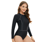TUINANLE Surfing Sport pikkade varrukatega ujumistrikoo naiste &uuml;hes t&uuml;kis ujumistrikoo Ujumisriided Solid Monokini ujumistrikoo S must