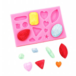 Kalliskivi kujuga Art Deco silikoonvorm suhkru k&auml;sit&ouml;&ouml;koogile &scaron;okolaadikomm, pol&uuml;meerist savist seebitarretis roosa