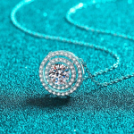 D v&auml;rvi 0,5-2ct Moissanite kaelakee naistele Double Halo klassikaline &uuml;mmargune ripats 100% S925 Sterling Silver Pulmaehted GRA 0.5CT