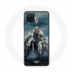 &Uuml;mbris Samsung Galaxy A42 5G Vikings Series 6. hooaja jaoks Ragnar Lothbroki logo V M&otilde;&otilde;k, hall &auml;hmane taust