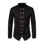 Meeste S&auml;rk Retro Kaherealine Kuninglik Stiil P&uuml;stkrae Pikkade Varrukatega &Uuml;hev&auml;rviline Slim Fit Ametlik Pehme Hingav Keskmise Pikkusega Meeste &Uuml;laosa M must