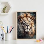 DIY teemantmaal Vana Lion Kingi ristpiste komplekt Mosaiikkunst Teemantmaal T&auml;isringi/ruudukujuliste teemantidega kodukaunistus Round 20x30cm