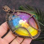 Natural Rainbow Solar Quartz Gemstone Copper Wire Wrap Gift Pendant 4.41 w0g16