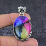 Natural Rainbow Solar Quartz Gemstone 925 Sterling Silver Pendant 2.17 j3f06