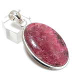 K&auml;sitsi valmistatud naturaalne rodoniit v&auml;&auml;riskivist 925 sterlingh&otilde;bedast kingi ripats 2,09 R5J55