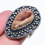 Natural Rhodochrosite Gemstone 925 Sterling Silver Gift Ring Size 8.5 e9i74