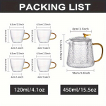 1 komplekt kuumakindlast klaasist teekannu komplekt teetasside komplekt jaapani stiilis k&otilde;rge boorsilikaatklaasist tee komplekt sobib p&uuml;hadekingitusteks mikrolaineahi gaasipliit elektro Teapot 15.5oz Tea Cup 4pcs120ml/4.1oz