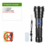 Suure v&otilde;imsusega 300 W LED-taskulamp C-t&uuml;&uuml;pi USB-taaslaetav taktikaline taskulamp 2000M pikamaa &uuml;liv&otilde;imas taskulamp matkalatern without battery must